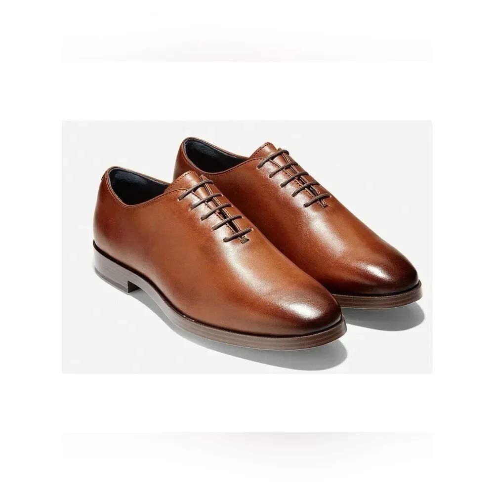Cole Haan Jefferson Grand Wholecut Oxford British Tan Leather Shoes Size 11 New